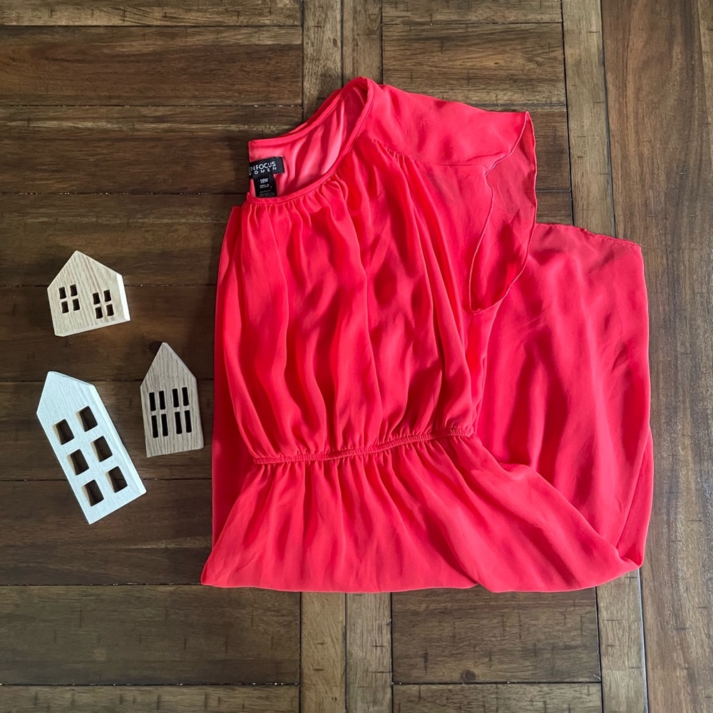 18W EnFocus Women Dark Coral Knee Length Dress